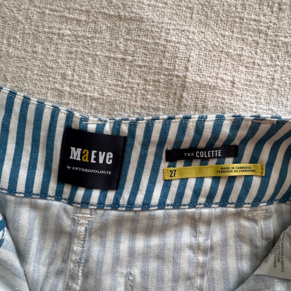 Maeve Colette Pants, Blue & White Stripes, Size 27 - Picture 3 of 7